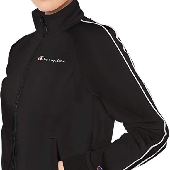NWT Champion Black Stripe Logo Track Sports Jacket Size Small - Picture 2 of 7